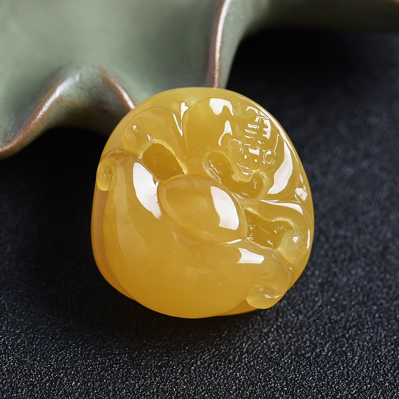 鸡油黄蜜蜡吊坠-红掌柜