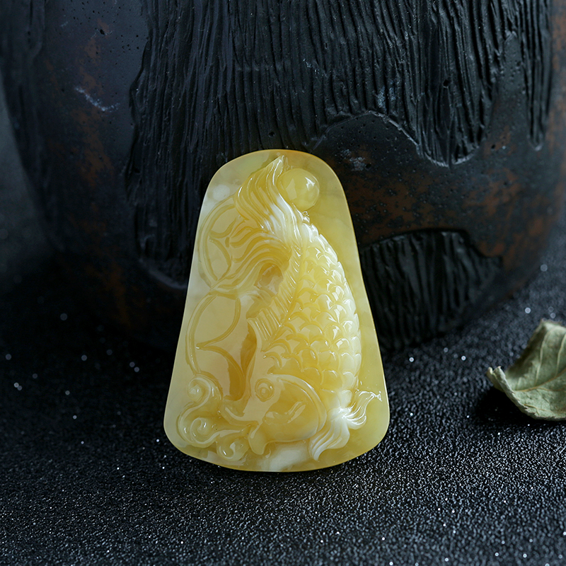 蜜蜡鱼吊坠-红掌柜