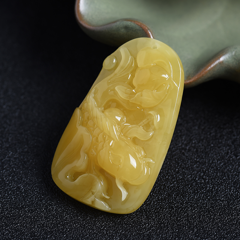 鸡油黄蜜蜡吊坠-红掌柜