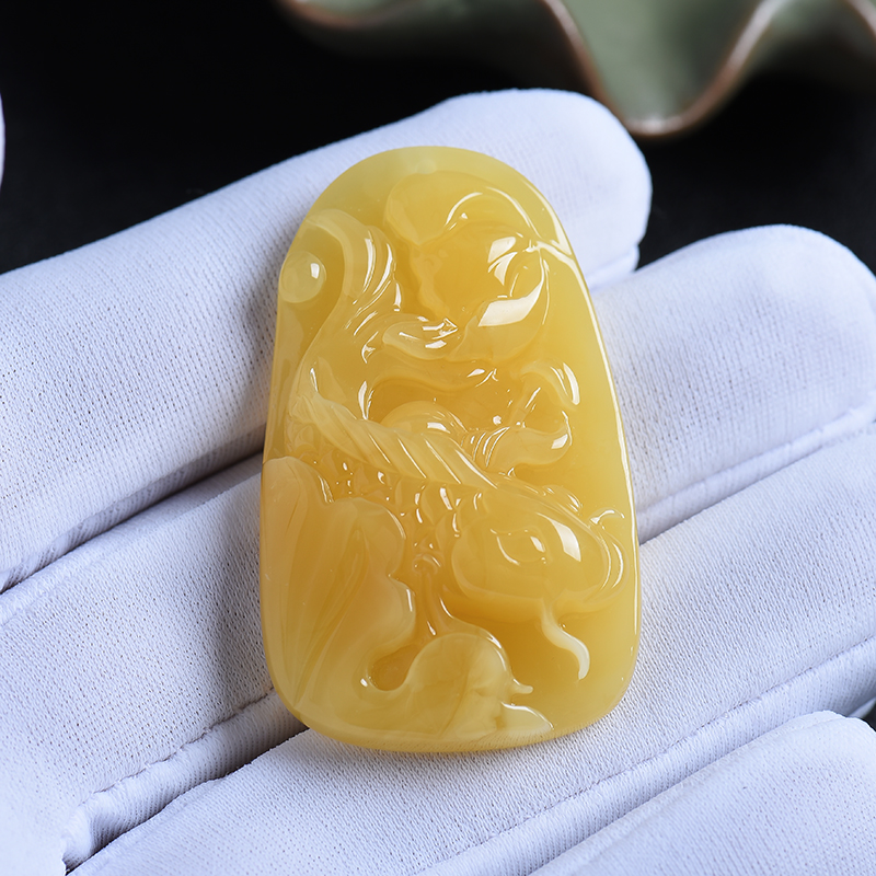 天然鸡油黄吊坠-红掌柜