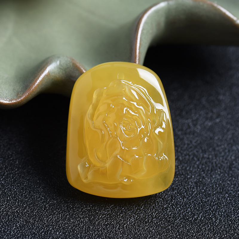 蜜蜡花开富贵吊坠-红掌柜