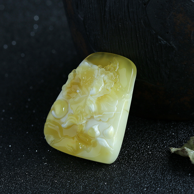 蜜蜡花开富贵吊坠-红掌柜