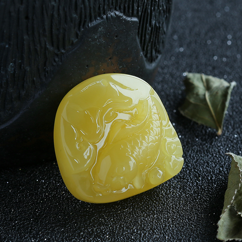 蜜蜡鱼吊坠-红掌柜