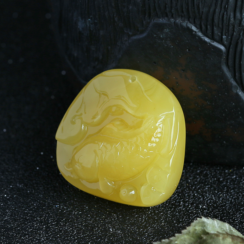 鸡油黄蜜蜡吊坠-红掌柜