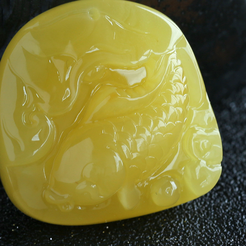 天然鸡油黄蜜蜡吊坠-红掌柜