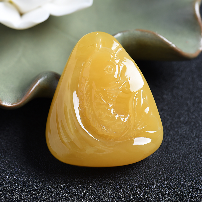 蜜蜡鱼吊坠-红掌柜