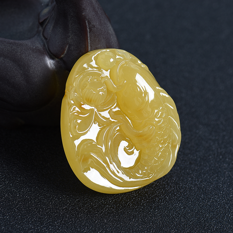 天然蜜蜡鱼吊坠-红掌柜