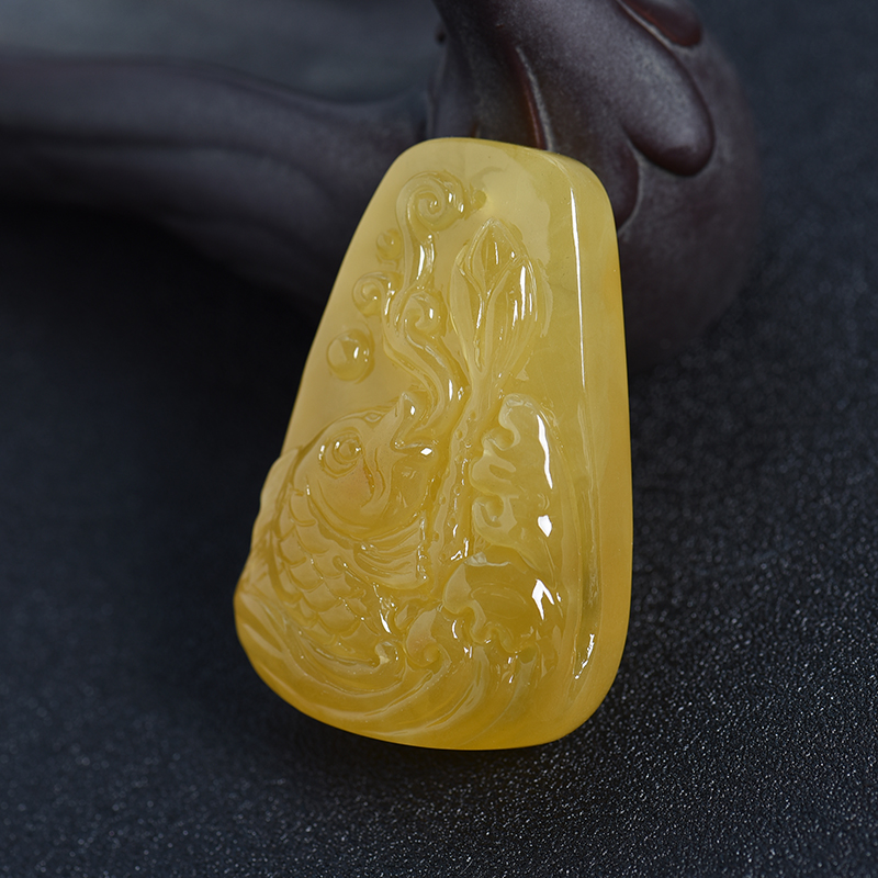 波罗的海蜜蜡鱼吊坠-红掌柜