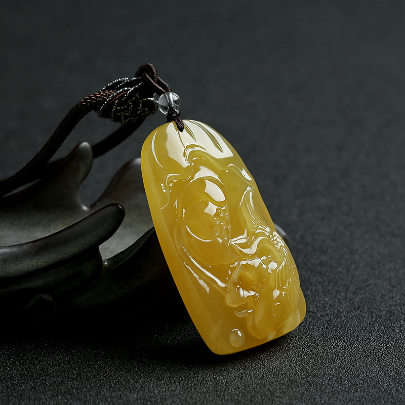 天然蜜蜡鱼吊坠-红掌柜