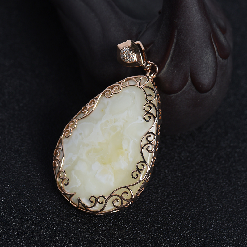 蜜蜡水滴吊坠-红掌柜