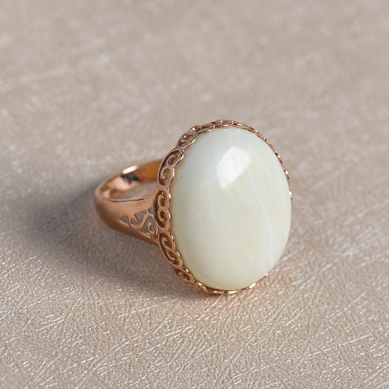 18K金镶白蜜戒指 - 红掌柜