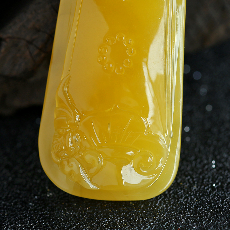 蜜蜡蝙蝠如意吊坠-红掌柜