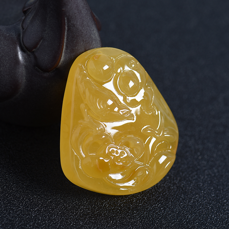 天然蜜蜡一品清廉吊坠-红掌柜