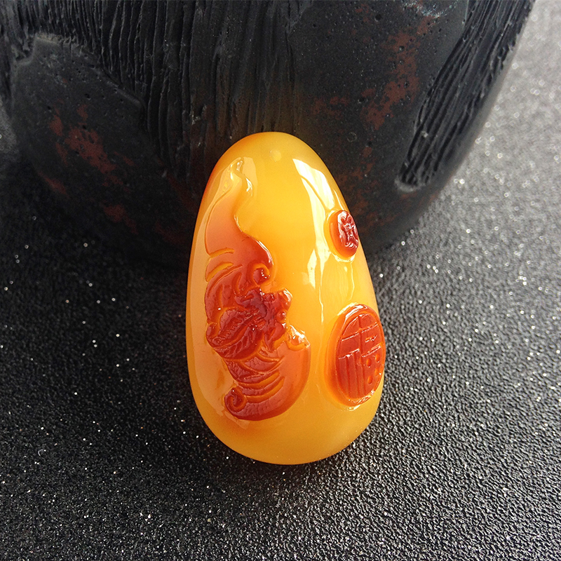 蜜蜡蝙蝠吊坠-红掌柜珠宝