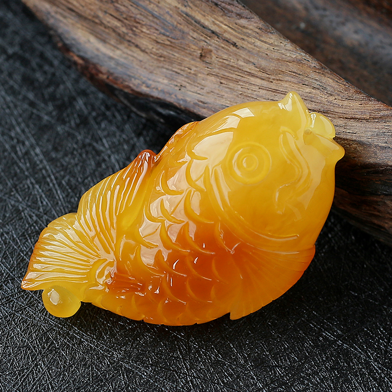 蜜蜡鱼吊坠 - 红掌柜珠宝