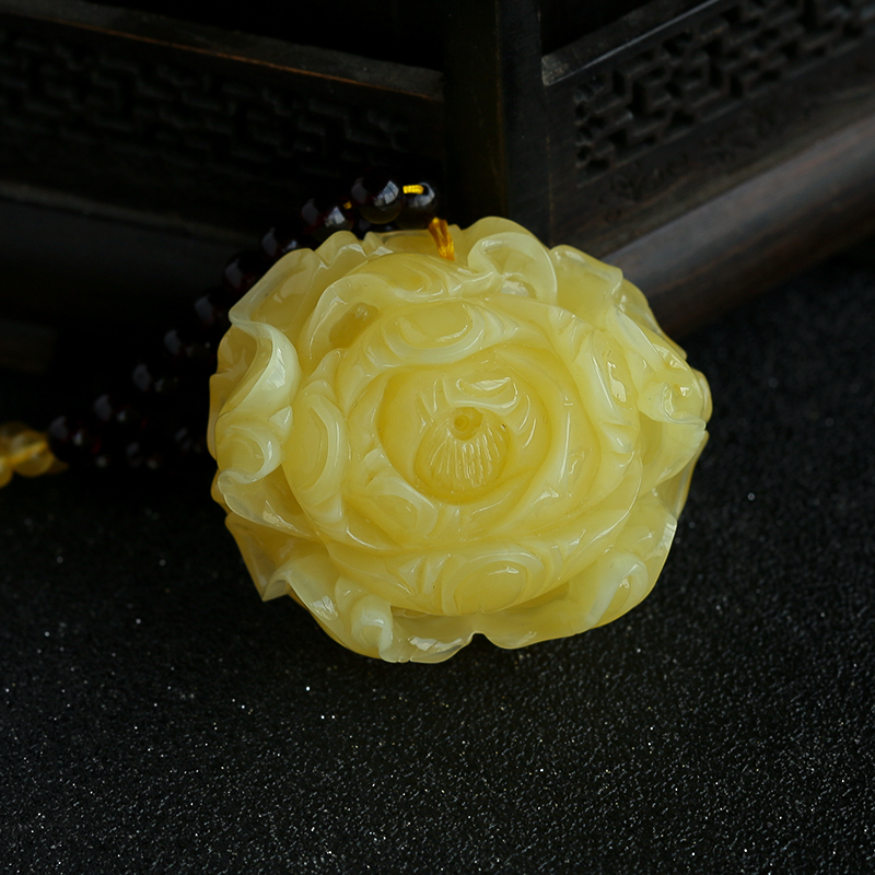 蜜蜡花吊坠-红掌柜珠宝