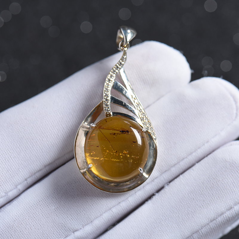 缅甸琥珀吊坠-红掌柜