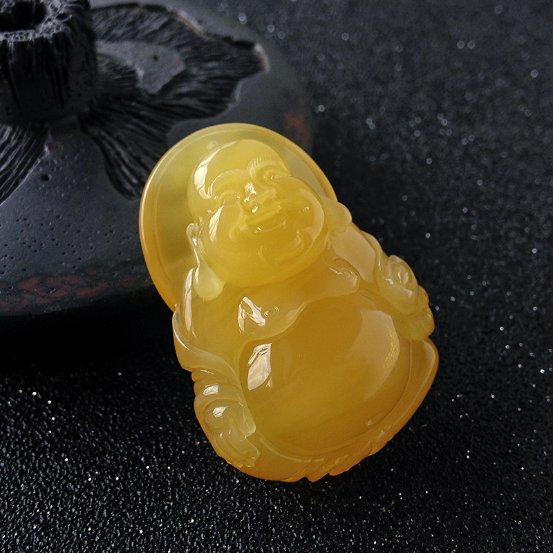 鸡油黄蜜蜡吊坠-红掌柜珠宝