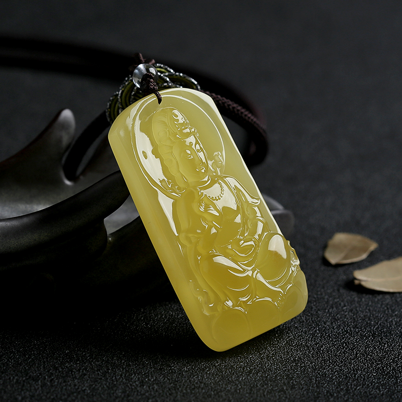 鸡油黄观音吊坠-红掌柜珠宝