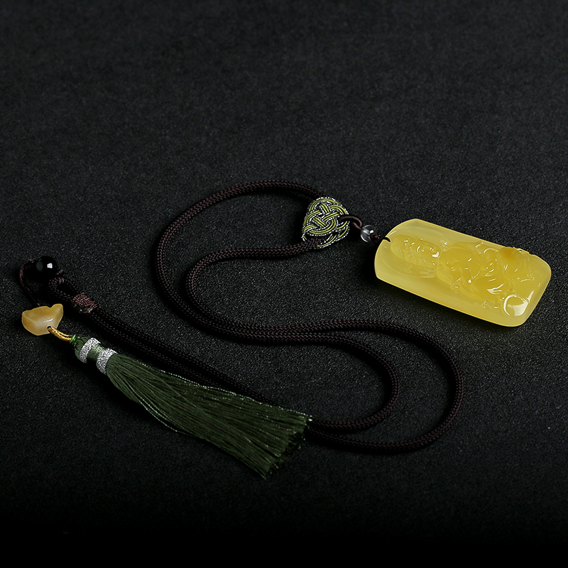 波罗的海鸡油黄蜜蜡吊坠-红掌柜珠宝