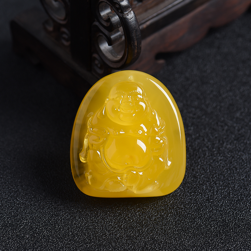 波罗的海天然鸡油黄蜜蜡佛吊坠-红掌柜