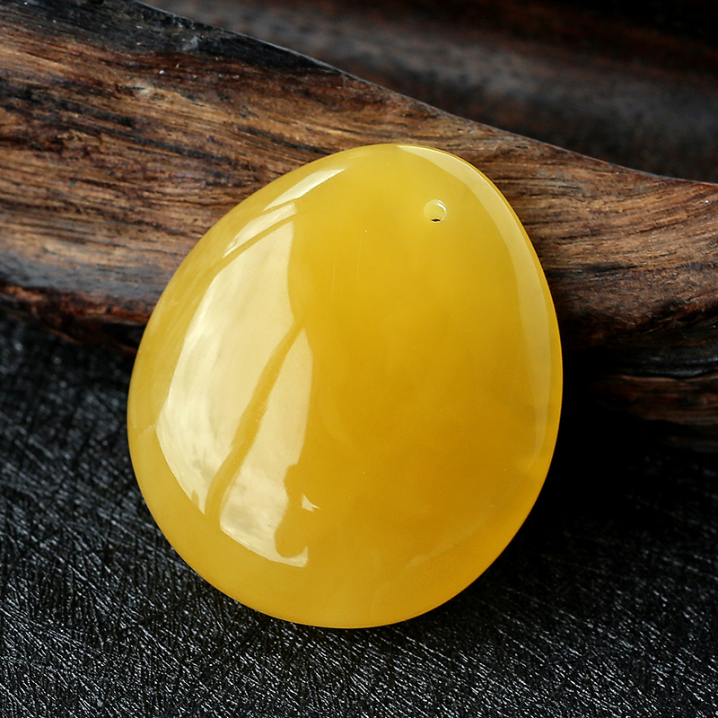 天然鸡油黄蜜蜡水滴吊坠-红掌柜