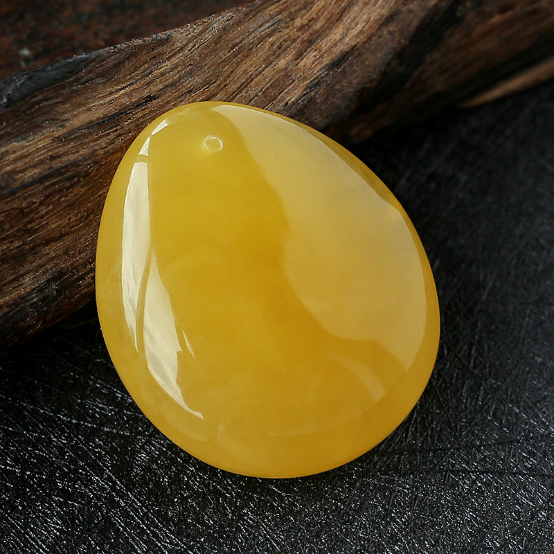 波罗的海鸡油黄蜜蜡水滴吊坠-红掌柜