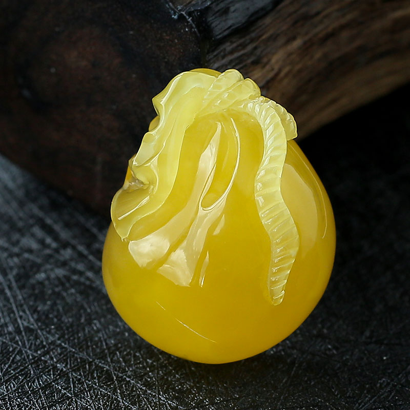 天然鸡油黄蜜蜡钱袋吊坠 - 红掌柜