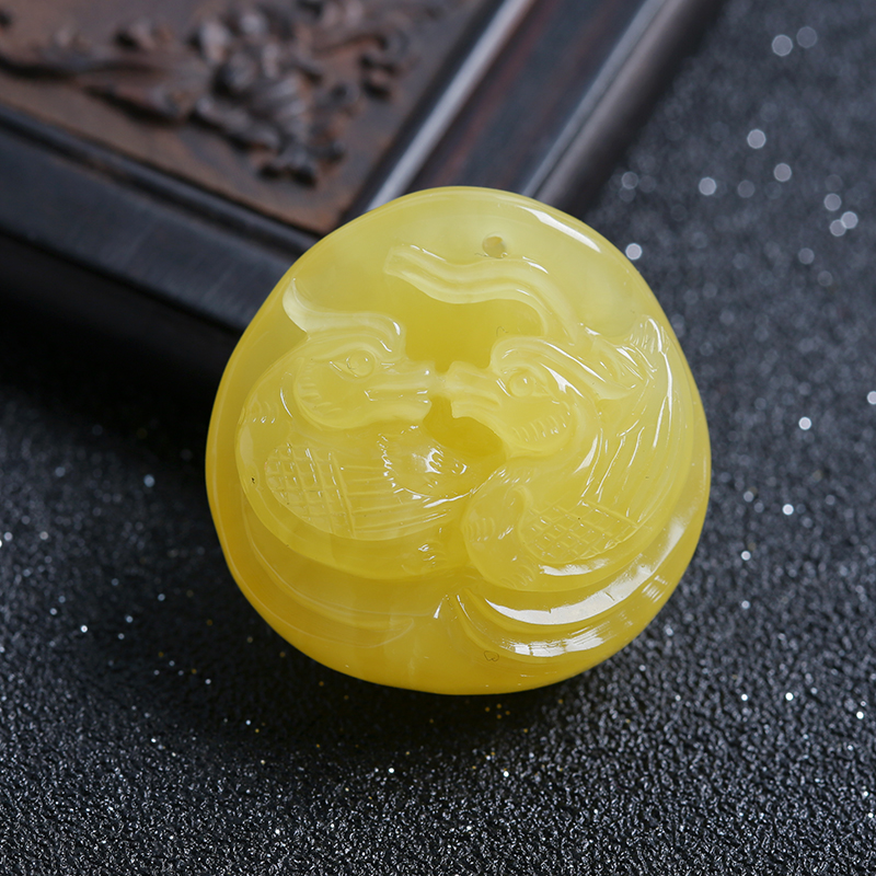 蜜蜡鸳鸯吊坠-红掌柜珠宝