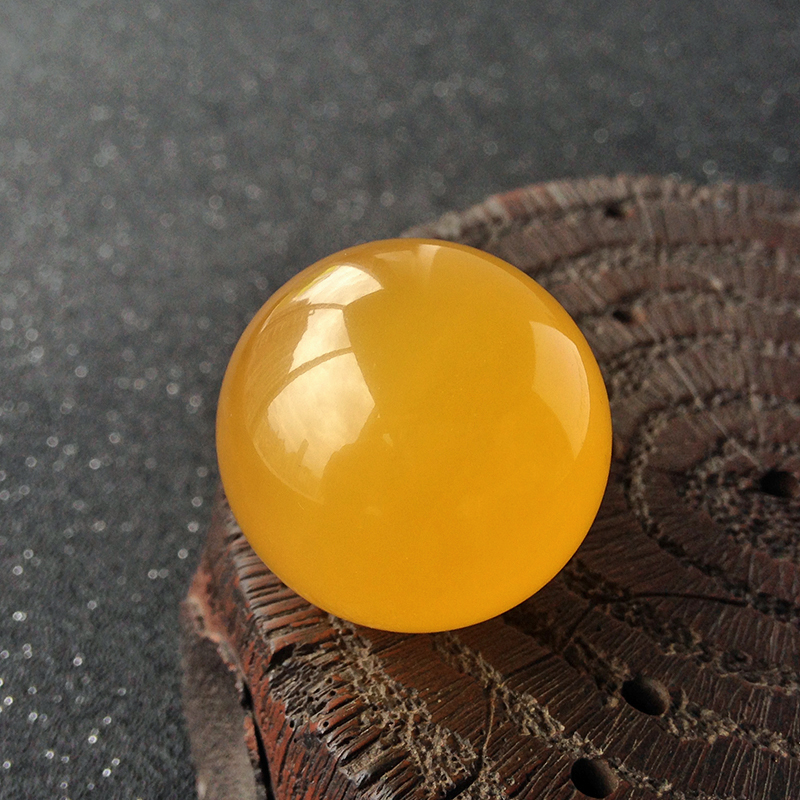 鸡油黄蜜蜡珠子-红掌柜珠宝