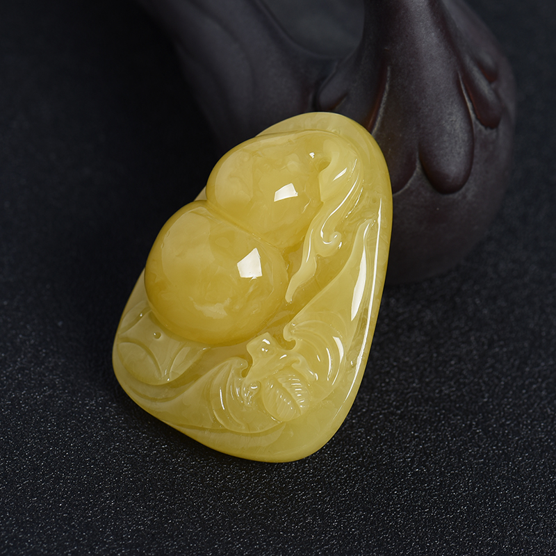 鸡油黄蜜蜡吊坠-红掌柜