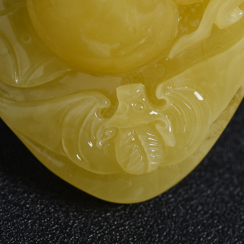 天然波罗的海鸡油黄蜜蜡吊坠-红掌柜