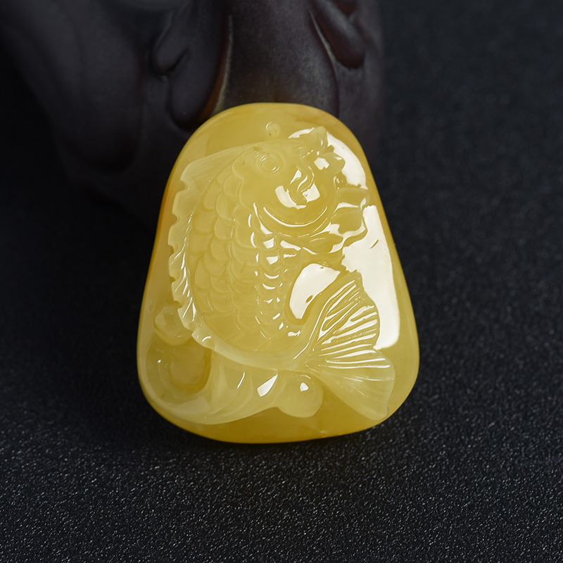 蜜蜡鱼吊坠-红掌柜