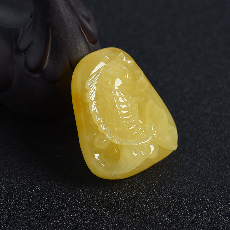 蜜蜡鱼挂坠-红掌柜