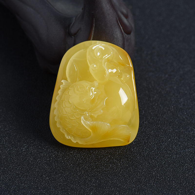 蜜蜡鱼吊坠-红掌柜