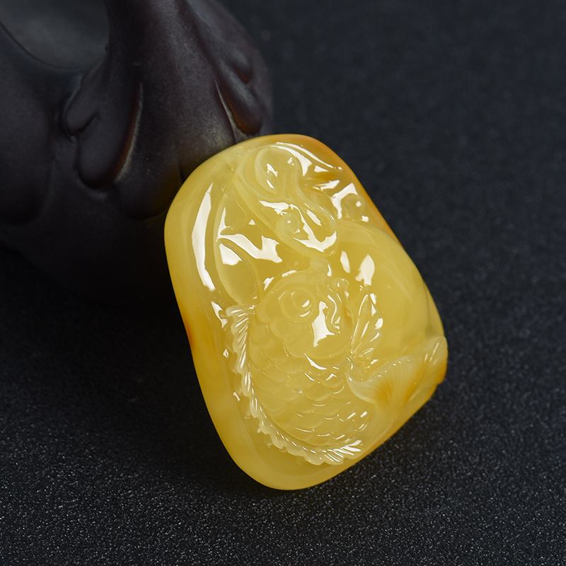 蜜蜡鱼挂坠-红掌柜