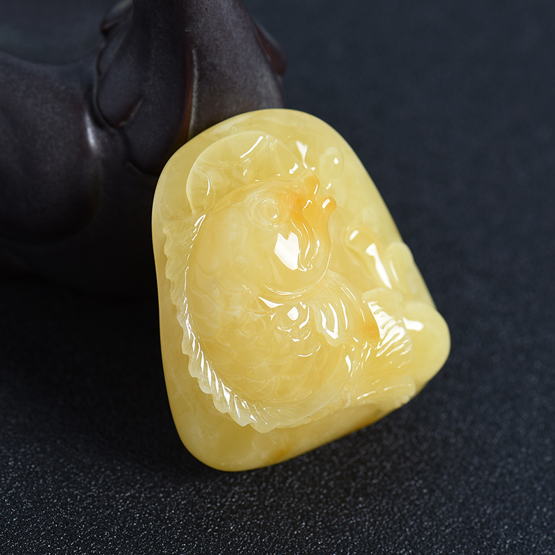 天然蜜蜡鱼吊坠-红掌柜