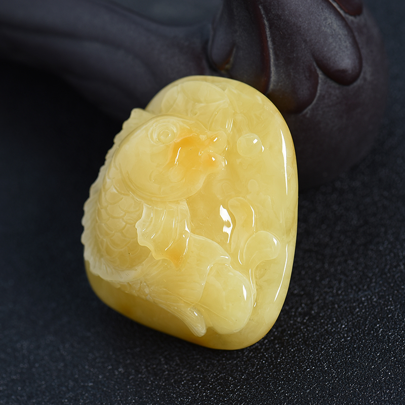 波罗的海蜜蜡鱼吊坠-红掌柜