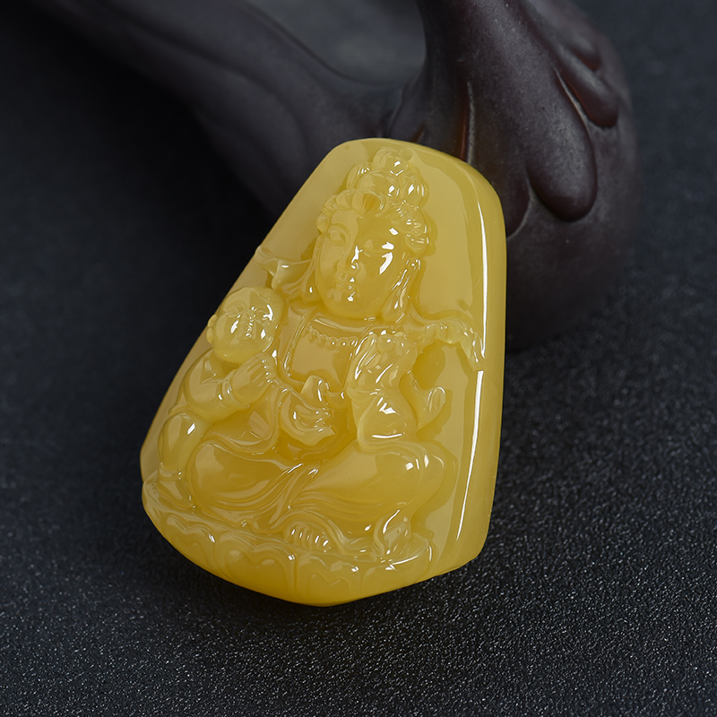 蜜蜡送子观音吊坠 - 红掌柜