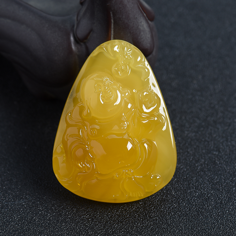 波罗的海天然蜜蜡弥勒佛吊坠 - 红掌柜