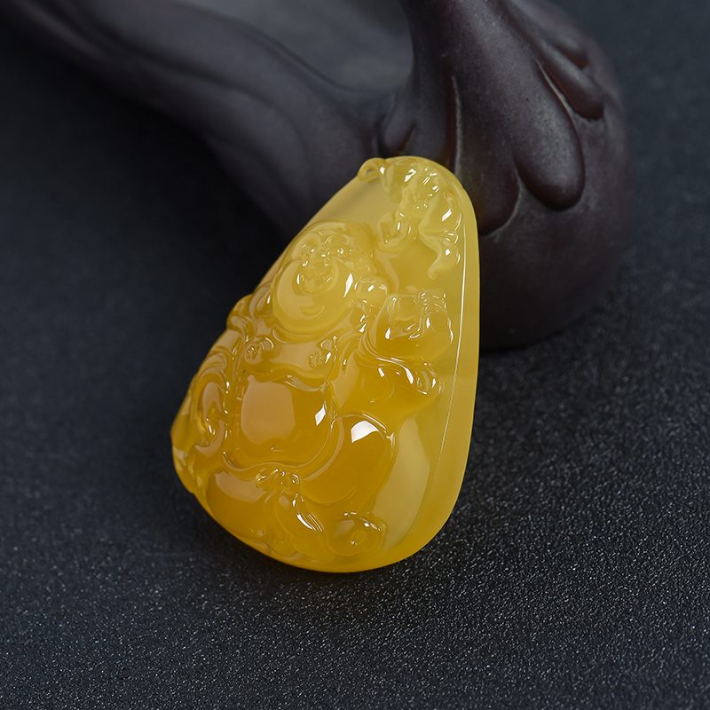 蜜蜡弥勒佛吊坠 - 红掌柜