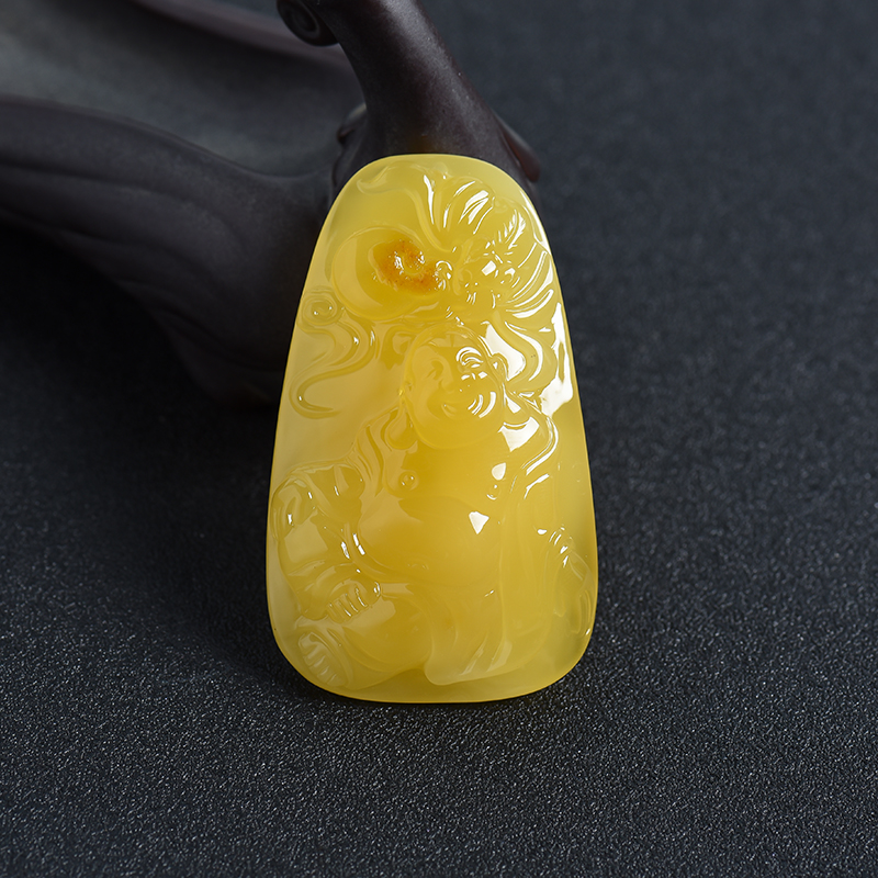 波罗的海天然蜜蜡弥勒佛吊坠 - 红掌柜