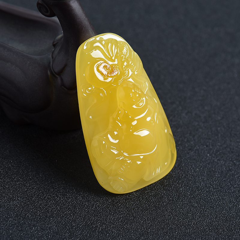 天然蜜蜡弥勒佛吊坠 - 红掌柜