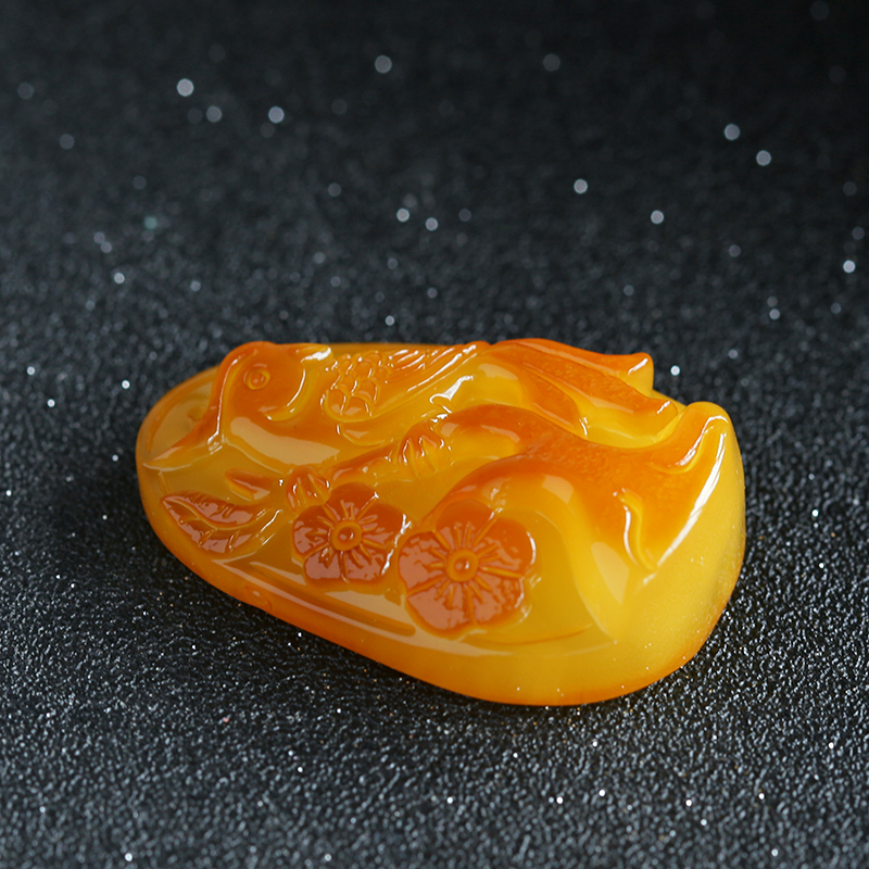 带皮蜜蜡吊坠-红掌柜