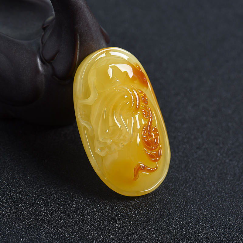 天然蜜蜡带皮鼠钱吊坠 - 红掌柜