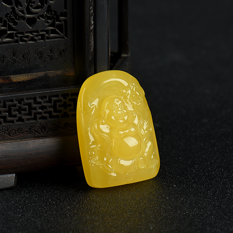 鸡油黄蜜蜡吊坠-红掌柜