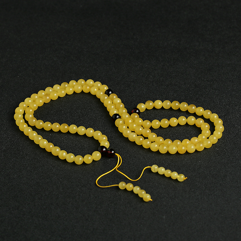 鸡油黄蜜蜡佛珠-红掌柜