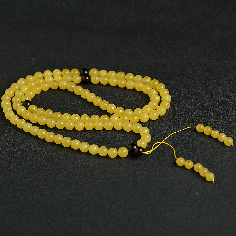 鸡油黄蜜蜡佛珠-红掌柜