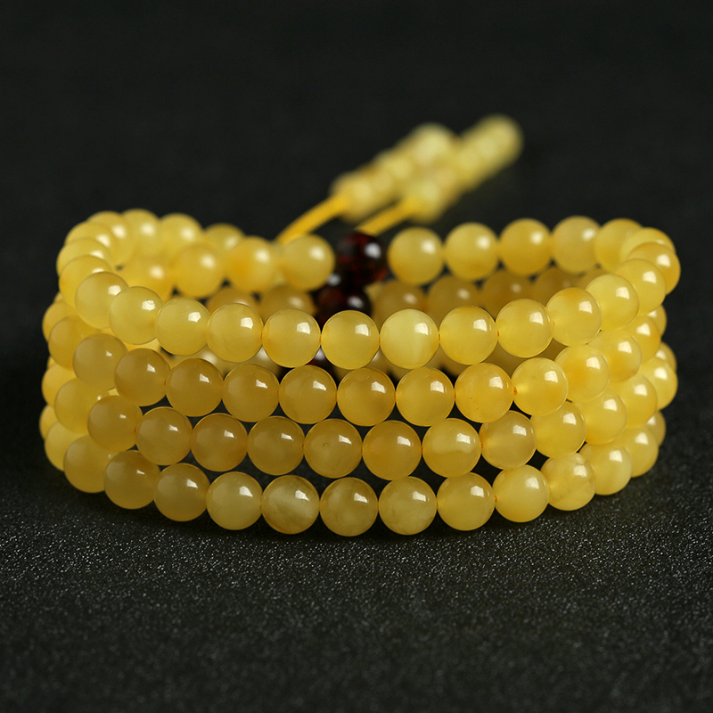 鸡油黄蜜蜡佛珠-红掌柜