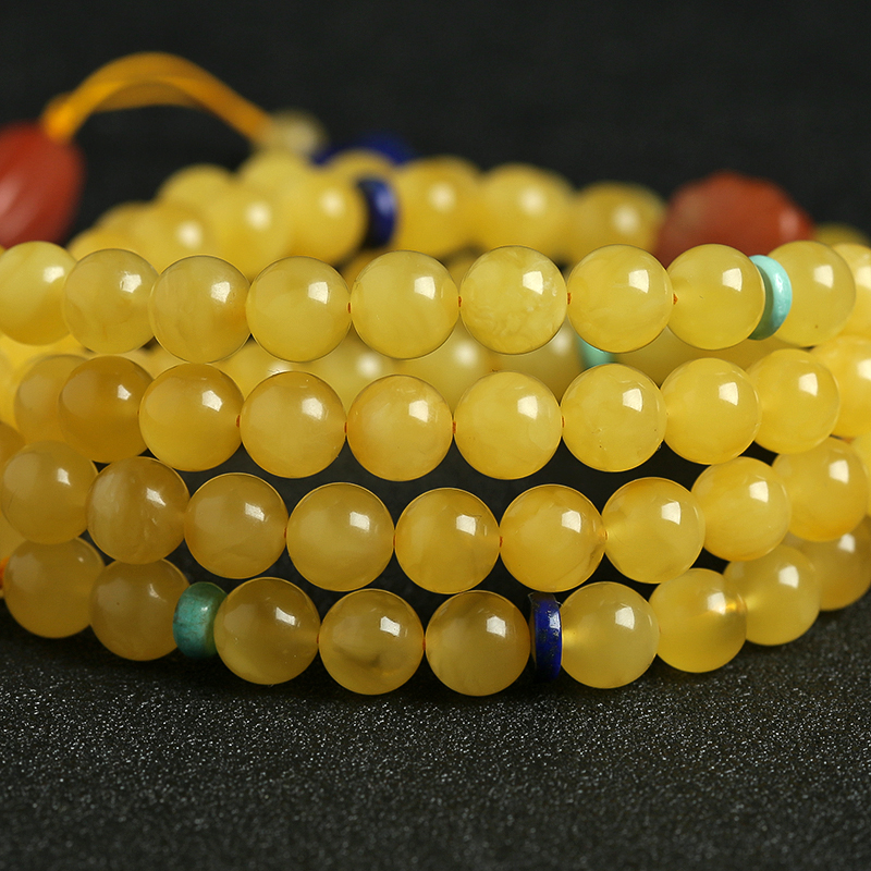 鸡油黄蜜蜡佛珠-红掌柜